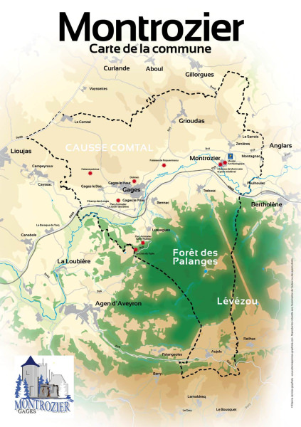 Carte communes autour de Montrozier